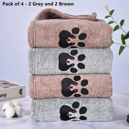 Dogvingpk Medium Dog Towel 4 Pack, Super Absorbent Soft Quick Drying Microfiber Pet Bath Towels for Medium & Small Dogs (M-36" * 28", 2Grey and 2Brown)