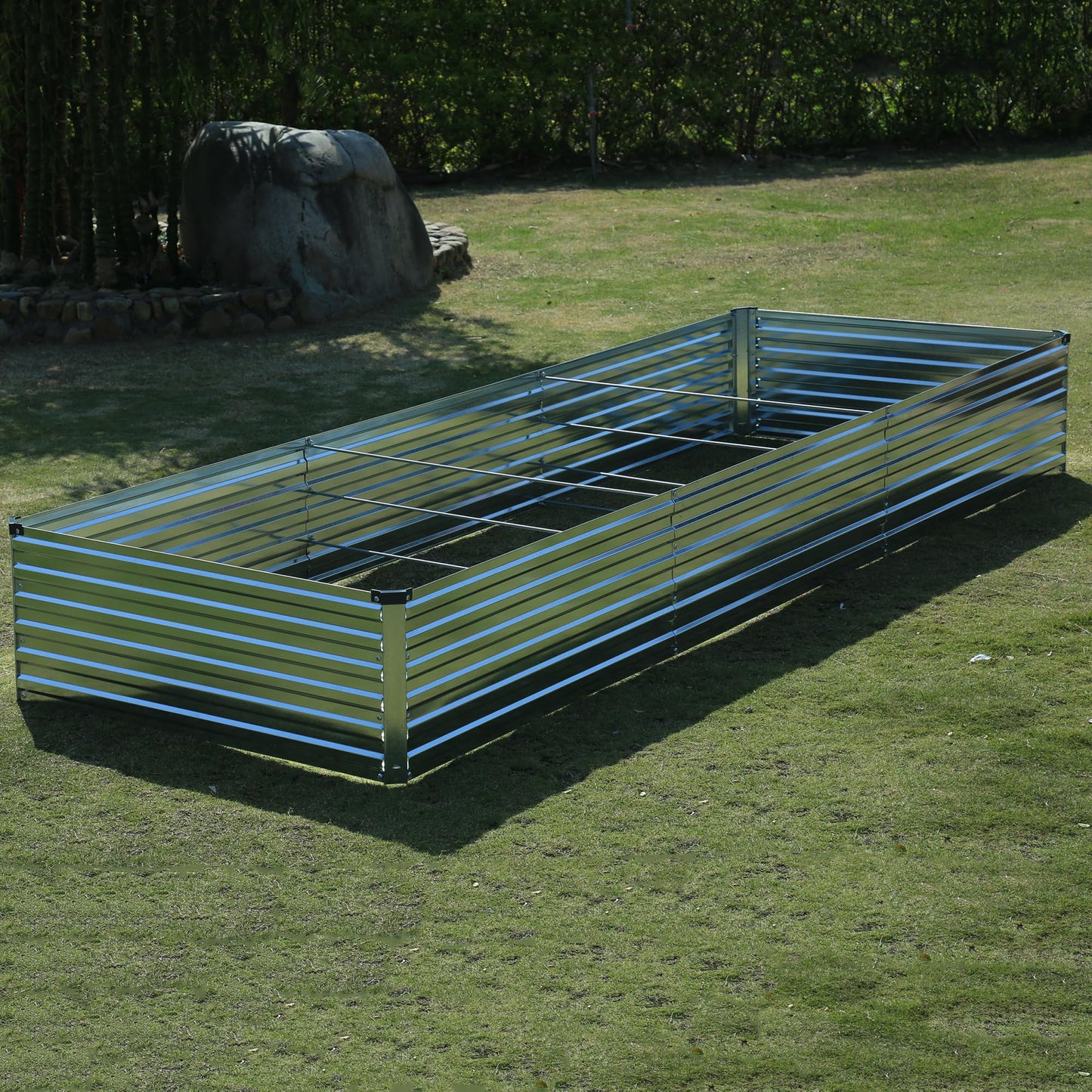 Foxlang 12x4x1.5ft Galvanized Raised Garden Bed,Outdoor Planter Box Metal Patio Kit Planting Bed for Vegetables Flowers Herb,Silver