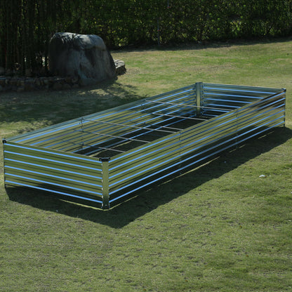 Foxlang 12x4x1.5ft Galvanized Raised Garden Bed,Outdoor Planter Box Metal Patio Kit Planting Bed for Vegetables Flowers Herb,Silver