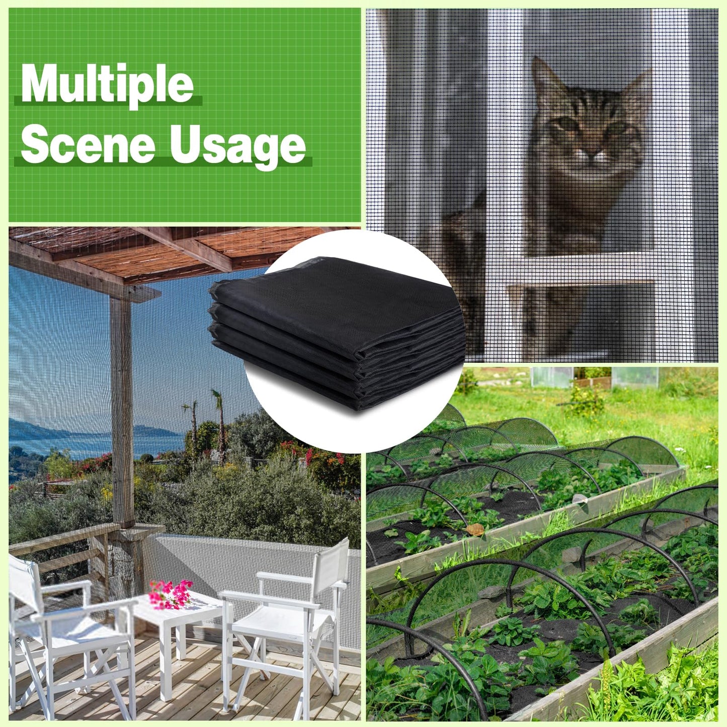 ANPHSIN Stronger Garden Mesh Netting - 10 x 33 ft PP Nanocomposite Bird Net Barrier, Mosquito Netting Screen for Outdoor Plants Vegetables Patios Balconies Terraces, Shading Rate 33% (Black)