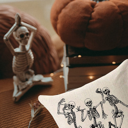 MFGNEH Halloween Decorations Skull Pillow Covers, Home Decor Cotton Linen Sofa Throw Pillow Case Cushion Cover 18" x 18"
