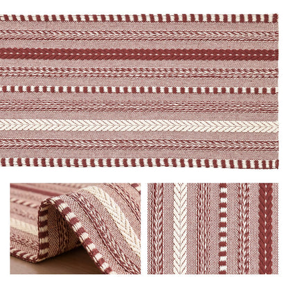 Artoid Mode Red Farmhouse Woven Table Runner, Seasonal Holiday Rustic Kitchen Dining Table Decoration for Home Party Decor 12x72 Inch