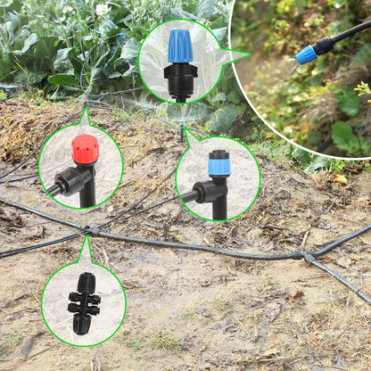 Drip Irrigation Kit – 2026 New Quick-Connect Micro Irrigation System with 46FT 1/2'' Tubing, Locking Nozzle Emitters, Adjustable Misting Sprayers for Gardens, Lawns, Raised Beds and Greenhouses