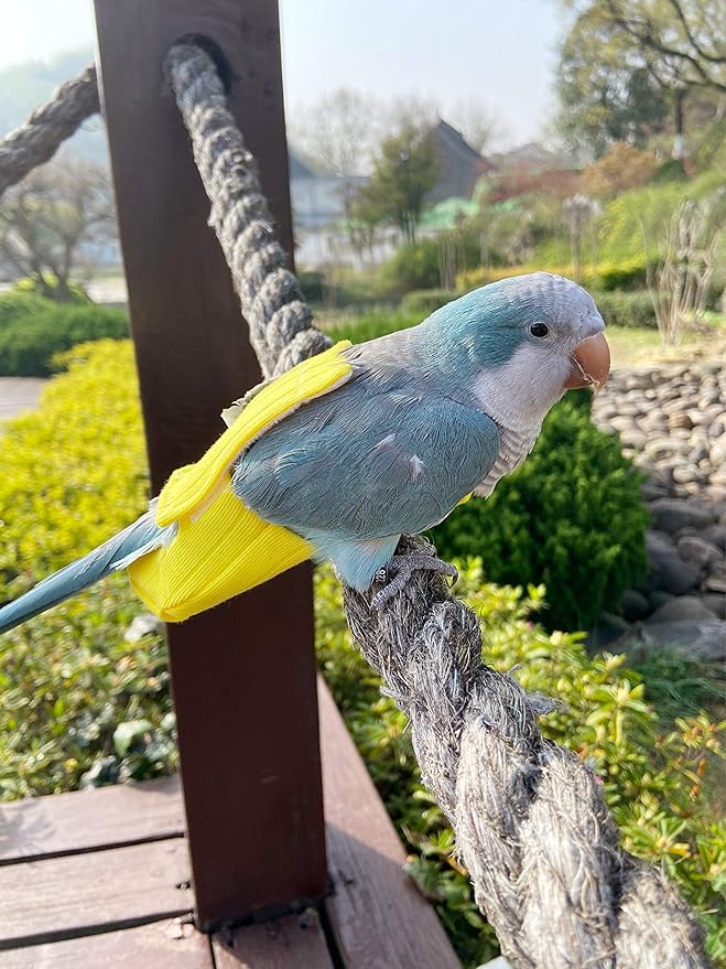 Parrot Bird Diapers, Birds Flight Suit, Parrot Clothes, Pet Animal Costumes, Bird Clothes, Cockatiel Bird Diaper, Pet Bird Diapers, Parrot Flight Suit, Bird Parrot Clothes (Yellow, L)