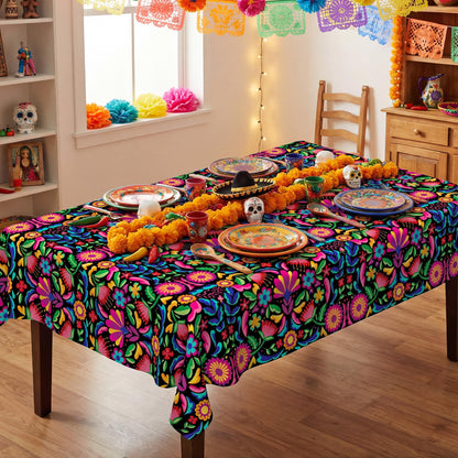 JNDJE Mexico Tablecloth 54x54 Inch Square, Halloween Cinco De Mayo Fiesta Decorations for Home Table Cloth, Seasonal Decor Tablecloths Polyester for Picnic Party Supplies