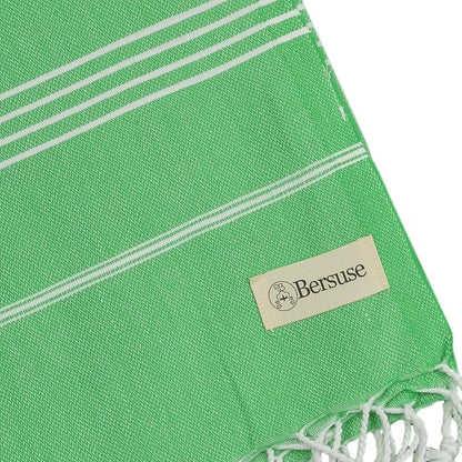 Bersuse Towels Anatolia XL Beach Blanket Throw Blanket Turkish Towel 100% Cotton Extra-Large Quick-Dry Lightweight Premium Peshtemal Towel - 61x82 Inches, Green