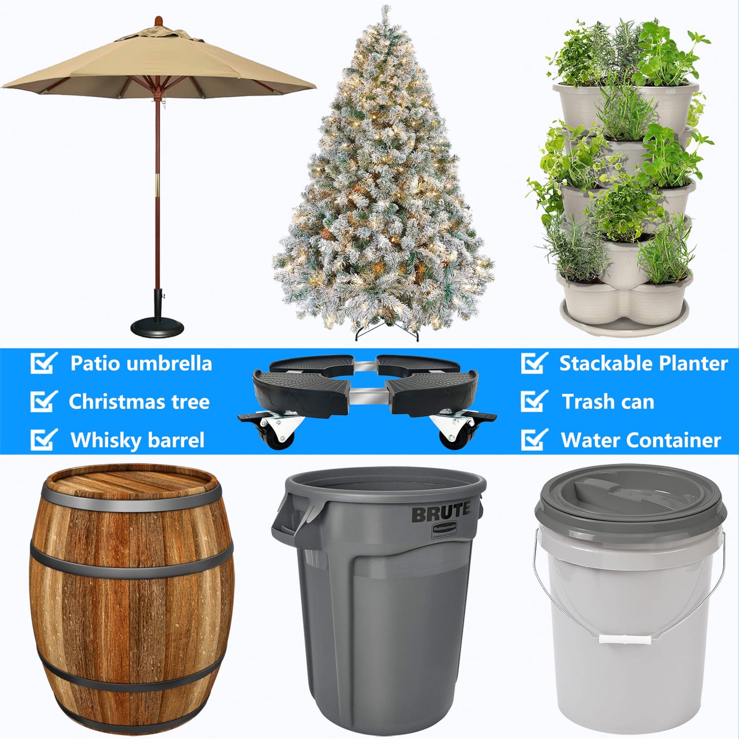 CASIMR Plant Stand with Wheels 2 Pack, Adjustable 15-21" Heavy Duty Plant Caddy with Casters, 440lb Capacity Indoor Outdoor Large Potted Planter Cart Dolly, Rolling Plant Stand for Flower Pot