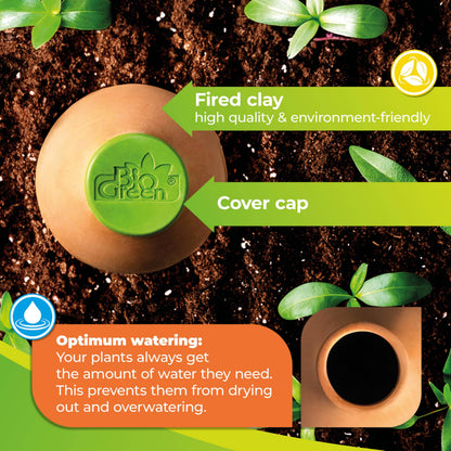 BioGreen Plant Self-Watering System Hydro MAX S | 0.3 gal | Irrigation Ø 23.6 in | Olla Made of Fired Clay | Environmentally Friendly | Terracotta Water Saver for Gardens, Vegetables & Raised Beds