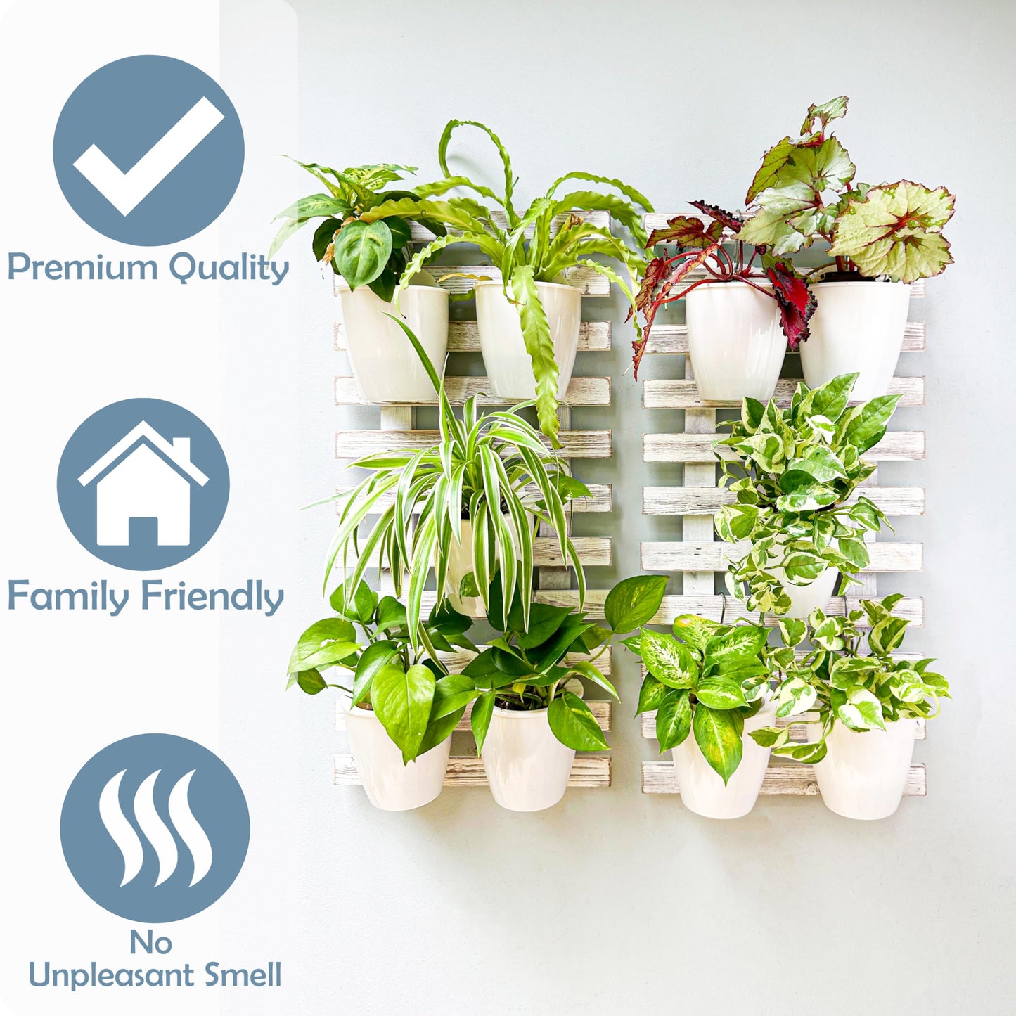 ShopLaLa Wooden Wall Hanging Planter - 2 Pack Wall Plants Holder for Flower Pot Indoor Outdoor Large Rustic White Wood Vertical Herb Garden System Boho Countryside Theme Decor 47.2" (120cm)