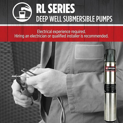 Red Lion RL12G10-3W2V 4-inch Submersible Deep Well Pump with Control Box, 1 HP, 12 GPM, 3-Wire, 230 Volt, Steel, 14942407
