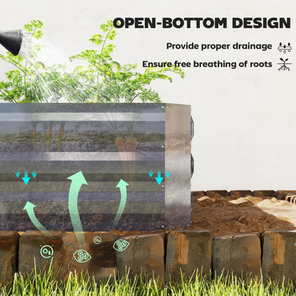 Outsunny 4 x 3ft Metal Planter Box with Mini Greenhouse, Galvanized Raised Garden Bed with Cover for Herbs and Vegetables, Small Greenhouse for Patio Garden Balcony, Green and Dark Gray
