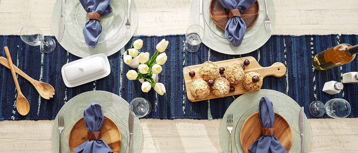 DII Handmade Chindi Tabletop, Reversible and Machine Washable, Table Runner, 14x72, Nautical Blue