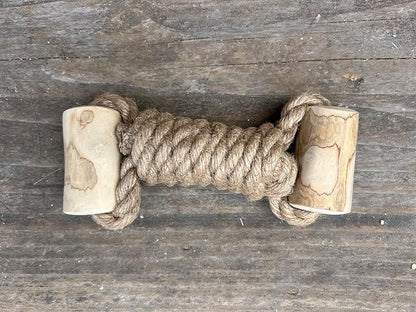 Coffee Wood Dog Toy - Eco-Friendly Durable Hemp Rope for Chewing & Tugging, Non-Toxic Natural Wood Dog Toy for Indoor & Outdoor Play, Medium Dogs, Pack of 1