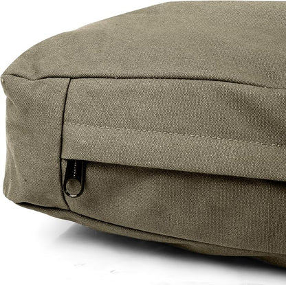 WHITEDUCK Outdoor Dog Bed Heavy-Duty 12oz Canvas, Water-Repellent Cotton, Machine Washable Removable Cover with Full-Length Zipper, Dog Bed for Large Dogs & Crate, (Olive) 35" Lx20 Wx4.3 th (M)