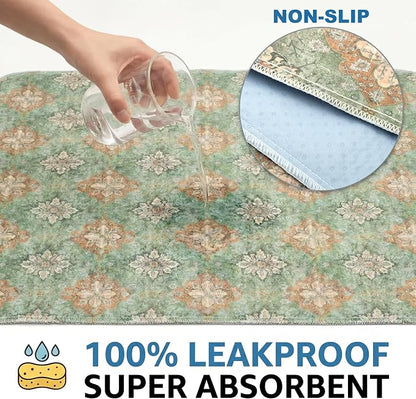 Washable Pee Pads for Dogs,Great Urine Absorbent Reusable Puppy Training Pads,Waterproof,Leak-Proof & Non-Slip Potty Pads for Whelping,Crate,Playpen,Bed.(Green Floral Flat,31"x36")