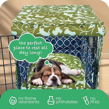 Molly Mutt Amarillo by Morning Dog Crate Cover, 100% Cotton Canvas Cover with 2 Roll-Up Panels, Ideal for Dog or Cat Crate, Durable, Washable, and Free of Harmful Chemicals, 36" x 24" x 27"