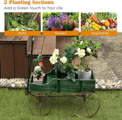 Generic Amish Wagon Decorative Indoor or Outdoor Garden Backyard Planter ,Garden Decor (Green)