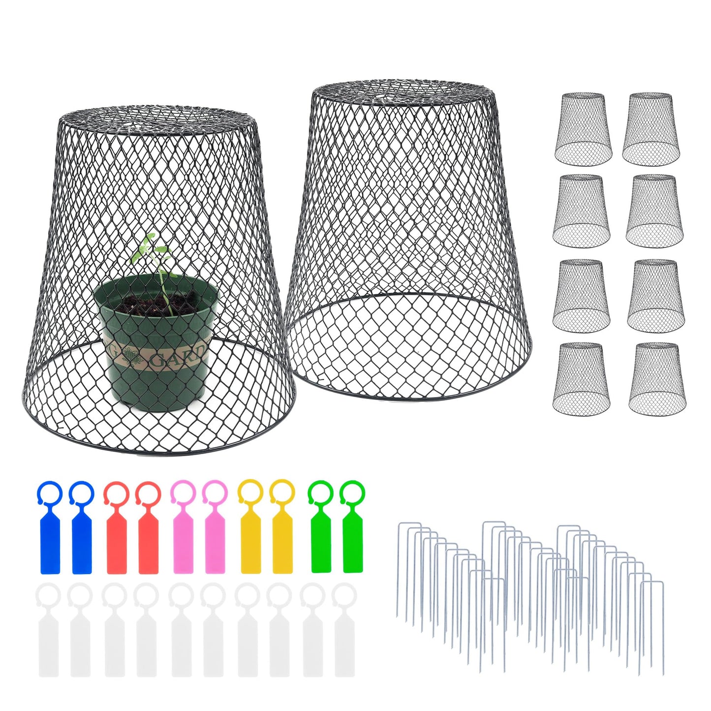 Anothera 10Pcs Chicken Wire Cloche Plant Covers, 9.2×9.2 Inches Plant Protectors from Animals, Metal Garden Plant Cages for Outdoor Plants, Keep Rabbits, Squirrels, Birds Out