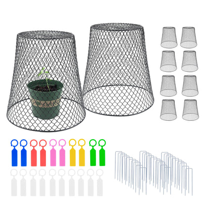 Anothera 10Pcs Chicken Wire Cloche Plant Covers, 9.2×9.2 Inches Plant Protectors from Animals, Metal Garden Plant Cages for Outdoor Plants, Keep Rabbits, Squirrels, Birds Out