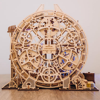 Wood Trick Wooden Marble Run Electric Motorized - 3D Wooden Puzzles for Adults to Build - 15x14 in - Roller Coaster Wooden Model Kits for Adults to Build