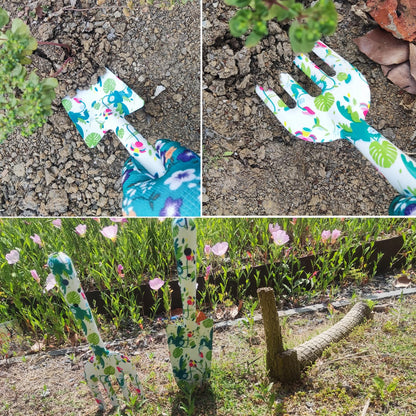 Printed Floral Garden Tool Set,Aluminum Garden Tools Set, Heavy Duty Gardening Tool Kits,4 Pcs Gardening Tools with Trowel, Rake, Garden Gloves&Repotting Mat,Ideal Gift for Women
