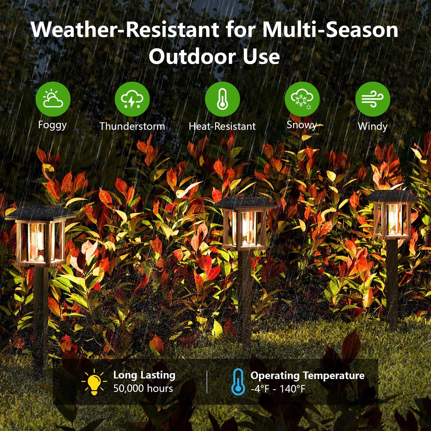 XMCOSY+ Solar Pathway Lights Outdoor, 25 LM LED Garden Lights with Seed Glass, 2-Tone Bronze & Wood Colour, IP65 Waterproof Solar Powered Lighting for Yard Landscape Driveway Walkway (Warm White)