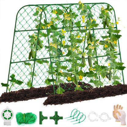 Large Cucumber Trellis for Raised Bed, U-Shape Garden Trellis for Climbing Plants Outdoor,Adjustable Metal Arch Vegetables Trellis,Plant Support Garden Stakes for Vine (Green,49.2x49.2x23.6)