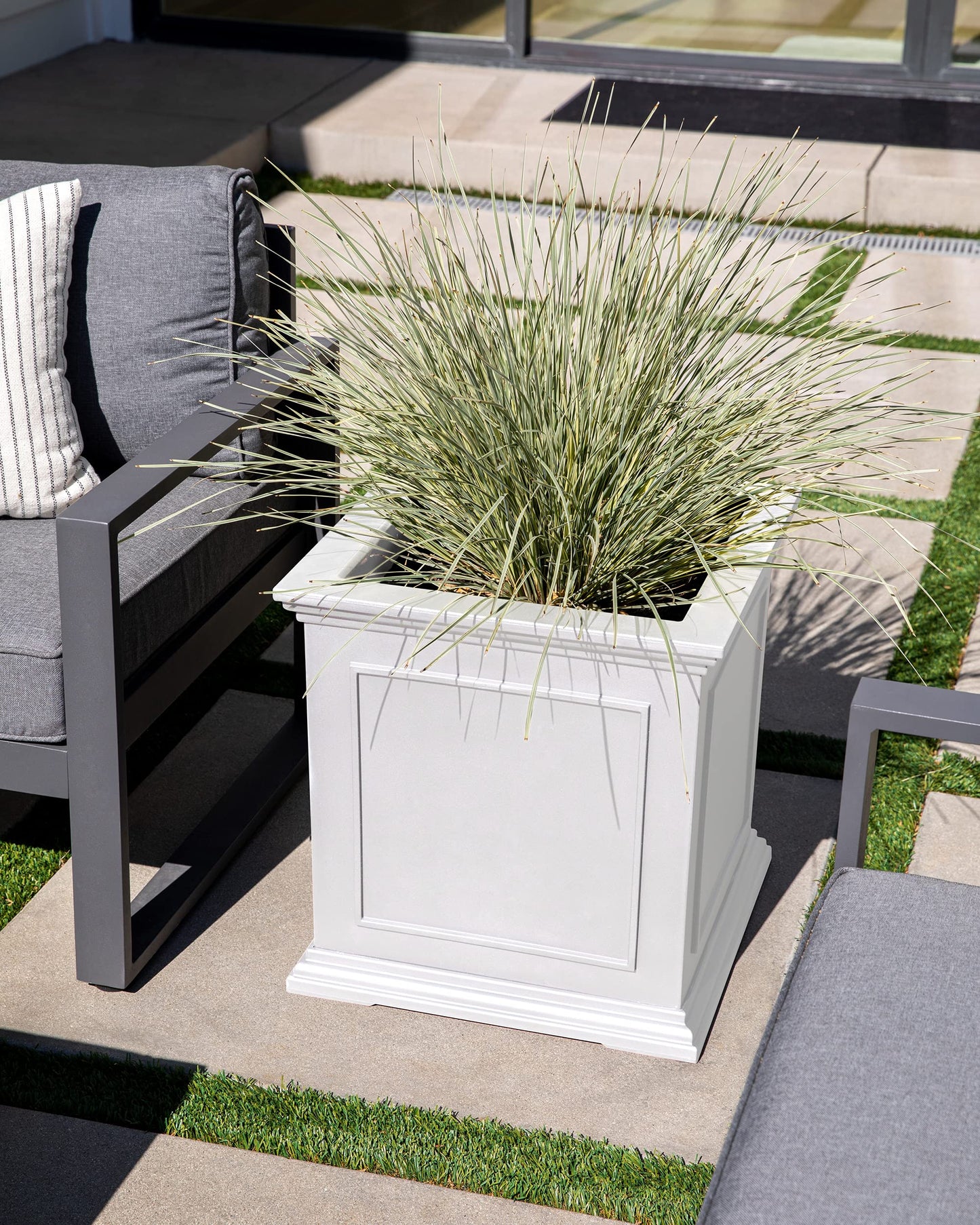 Veradek Brixton Series Cube Plastic Planter - Square Planter for Indoor or Outdoor Patio/Front Porch | Durable All-Weather Use w/Drainage Holes | Classic Estate Design for Flowers, Tall Plants, Trees