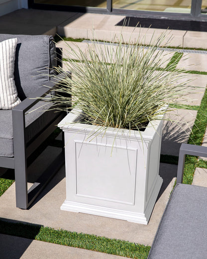 Veradek Brixton Series Cube Plastic Planter - Square Planter for Indoor or Outdoor Patio/Front Porch | Durable All-Weather Use w/Drainage Holes | Classic Estate Design for Flowers, Tall Plants, Trees