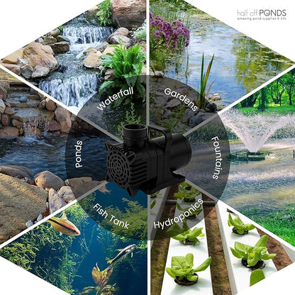 HALF OFF PONDS Submersible Water Pump, 800 GPH Pond Pump with 33FT Power Cord and 13FT Max Head, 82W Ultra Quiet Energy Efficient Pump for Koi Pond, Fountain, Waterfall, Water Garden, Skimmer