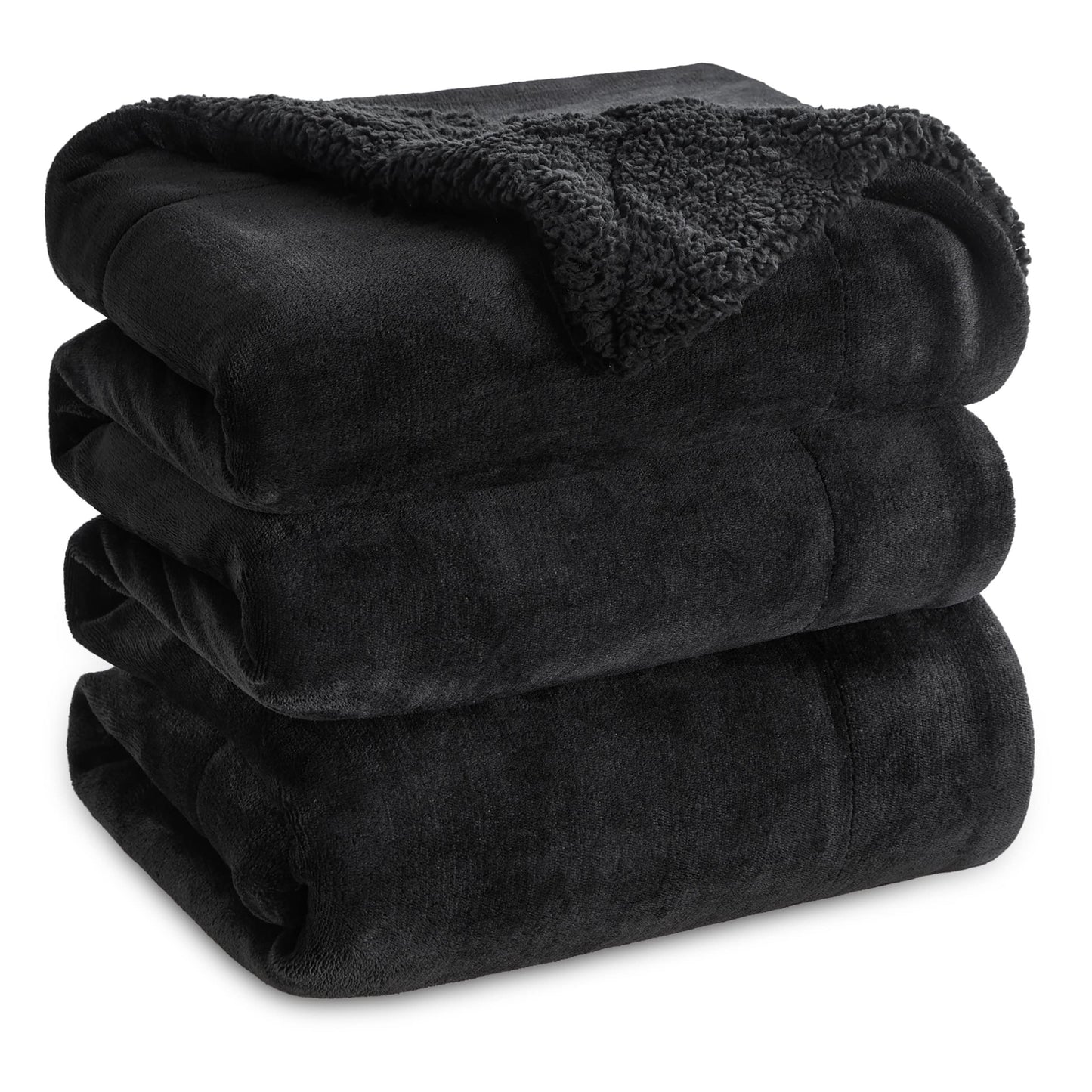 Bedsure GentleSoft Sherpa Fleece Blankets Queen Size for Bed - Thick and Warm, Soft Fuzzy Plush Queen Blanket for Winter, Grey, 90x90 Inches