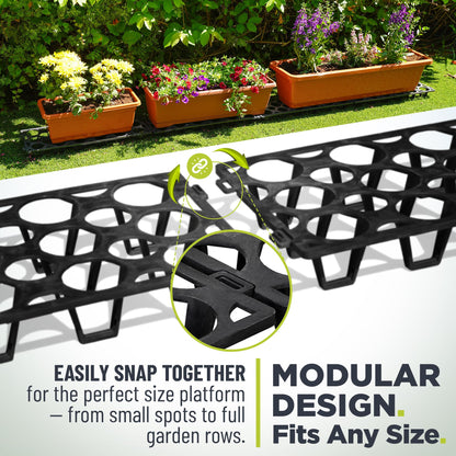 Plant Stand Outdoor – Modular Plant Riser 5 Pack for Pots, Planters & Grow Bags | Heavy-Duty UV-Resistant Elevated Pot Stand for Drainage, Airflow, Root Health & Cleaner Patios – 19.7x7.5x2.4 in (Black)
