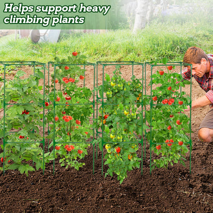 45x14.5x14.5in Square Tomato Cage for Garden - 4 Pack Adjustable Rust-Resistant Tomato Metal Trellis for Pots/Raised Beds/Outdoor, Fits Heavy Plants as Cucumber/Pepper/Eggplant/Pea, Easy to Assemble