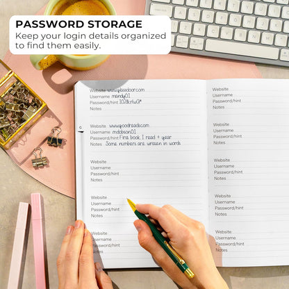 Clever Fox Password Book with alphabetical tabs. Internet Address Organizer Logbook. Large Password Keeper for Website Logins (Brown)