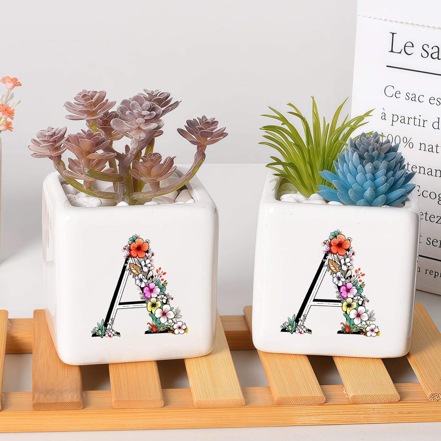 BJDAMAI Succulent Planter Flower Plant Pot Small, Gifts for Teens Toddler Girls Kids Daughter, Granddaughter, Sister, Niece Birthday Themed Party (Letter A)