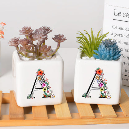 BJDAMAI Succulent Planter Flower Plant Pot Small, Gifts for Teens Toddler Girls Kids Daughter, Granddaughter, Sister, Niece Birthday Themed Party (Letter A)