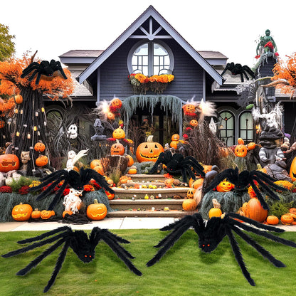 Nirohee Halloween Decorations Outdoor,6 Pack Giant Spider Halloween Party Decor Large Outside Decorations,Scary Spiders with Bendable Legs for Lawn,Yard,Spider Web,Wall,Window