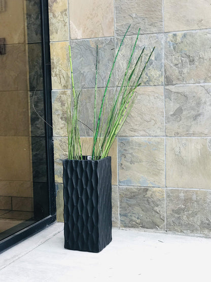 Kante 13.4" x 13.4" x 27.6" Square Concrete Retro Tall Lightweight Rectangle Outdoor Planter Pots with Drainage for Patio Deck Livingroom Burnished Black
