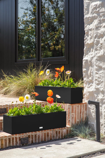 Veradek Block Series Window Box Planter - Rectangular Flower Pot for Indoor or Outdoor Window Sill/Balcony | All-Weather Use with Drainage Holes | Modern Décor for Succulents, Herbs, Small Plants