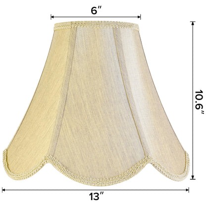 GO&SO Gold Lamp Shade Medium Bell Lamp Shades 2pc Edge Petal Braid Design Scalloped Lamp Shade,6"Top x 13"Bottom x 10.6"Vertical Height (Spider) Replacement Lampshades for Table Lamps - Easy Assembly