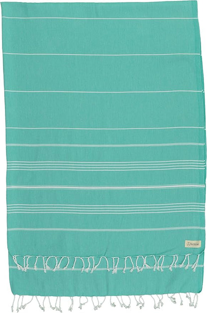 Bersuse Towels Anatolia XL Beach Blanket Throw Blanket Turkish Towel 100% Cotton Extra-Large Quick-Dry Lightweight Premium Peshtemal Towel - 61x82 Inches, Mint Green (Set of 6)