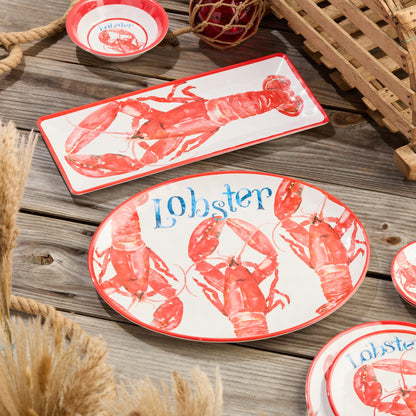 Beach House Lobster Melamine 2-Piece Platter Set – Shatterproof, Chip-Resistant, Lightweight & Dishwasher-Safe