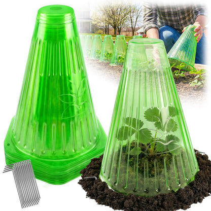 UCandy Pack 20 Garden Cloches for Plants, Reusable Bell Plant Cover with Metal Stakes, Plant Protection Cloches for Potted Plants/Seedlings,Protect Plants from Sun,Birds, Frost