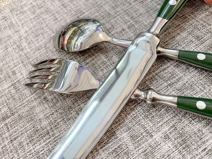 Green Flatware Set Silverware Set for 4 Cutlery Set Durable 18/10 Stainless Steel Flatware Sets Utensil Sets Flatware Wedding Mirror Effect Classical Retro Steak Tableware Forks Spoons And Knives Set
