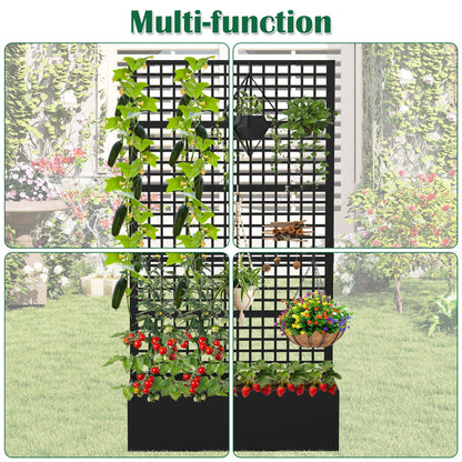 Toriexon Metal Planter Box with Trellis 47" L x 16" W x 72" H, Raised Garden Bed with Privacy Screen, Privacy Planters for Climbing Plants, Flowers, Vegetables, Fruits