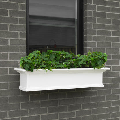 Mayne Yorkshire 5ft Window Box - White - 60in L x 12in W x 10in H - with 1.25 Gallon Built-in Water Reservoir (4825-W)