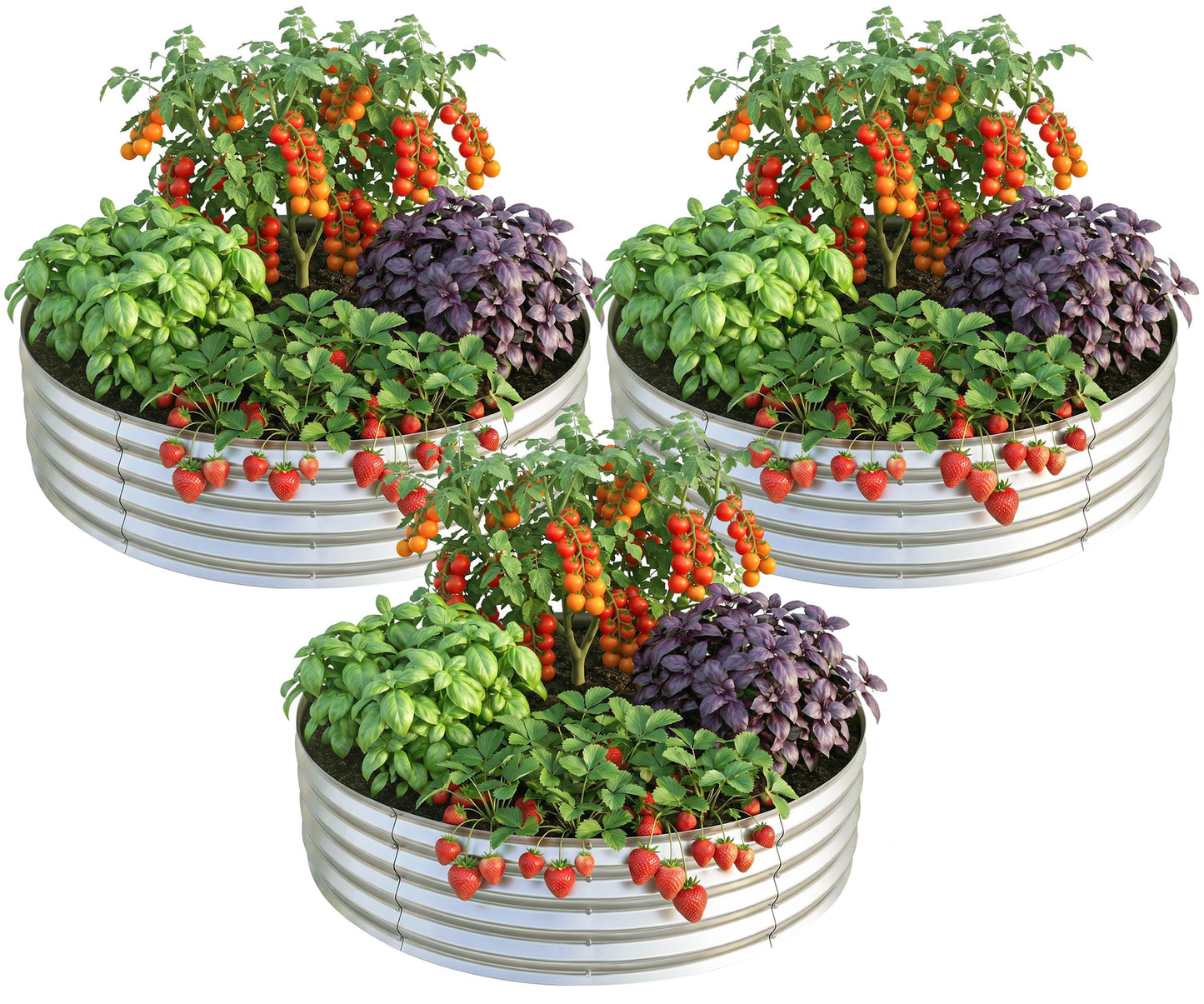 Utopia Home Galvanized Raised Garden Bed Kit 2x2x1 Ft, Planter Box Round Raised Garden Beds Outdoor, Easy Assembly Metal Raised Bed for Gardening Vegetables, Fruits, Flowers, Pack of 3, Silver