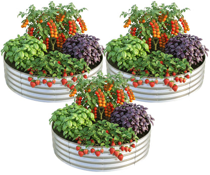 Utopia Home Galvanized Raised Garden Bed Kit 2x2x1 Ft, Planter Box Round Raised Garden Beds Outdoor, Easy Assembly Metal Raised Bed for Gardening Vegetables, Fruits, Flowers, Pack of 3, Silver