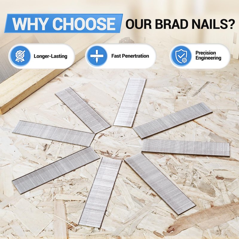 meite 18 Gauge Brad Nails, 1 Inch 18GA Brad Nails, 18G 304 Stainless Steel Small Finishing Nail Gun Nails for Pneumatic, Electric Brad Nailer Gun (5 Boxes)