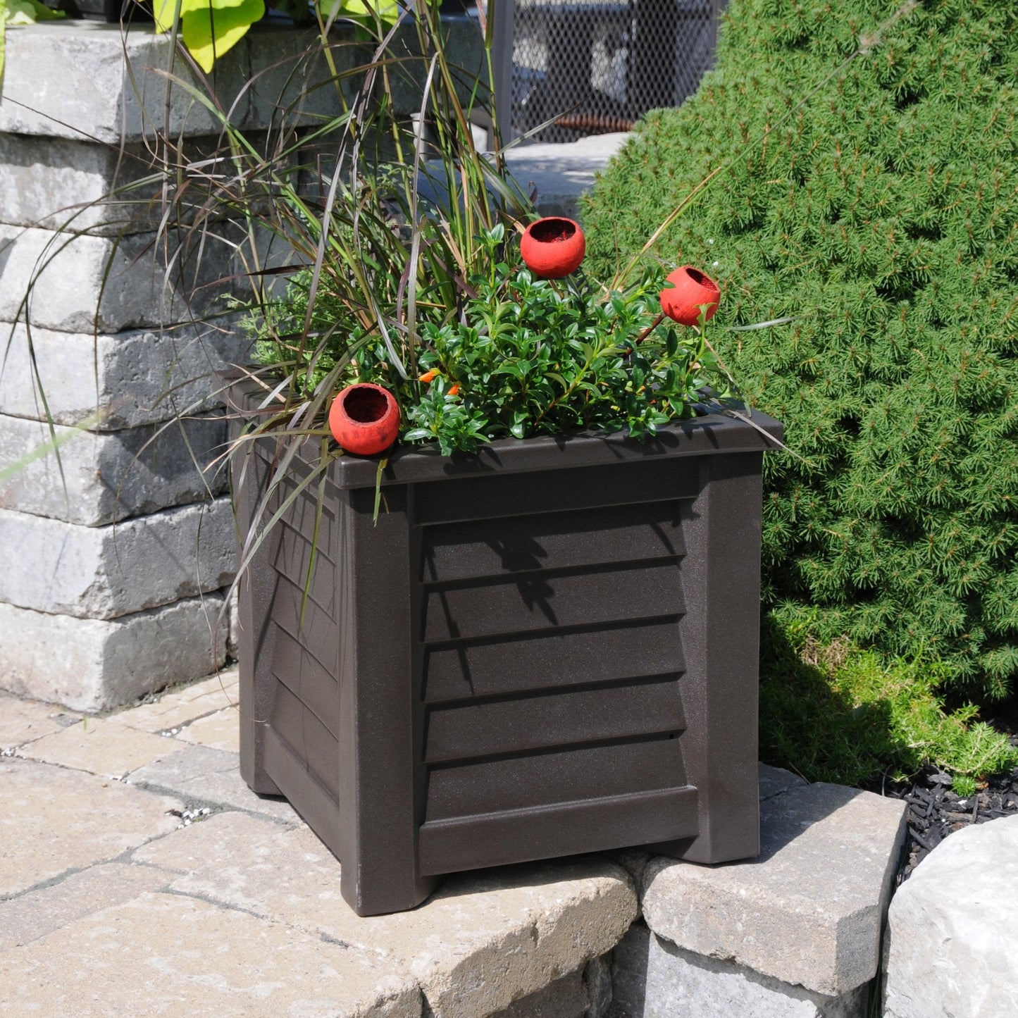 Mayne 5866-ES Lakeland Square Patio Planter, 16x16, Espresso